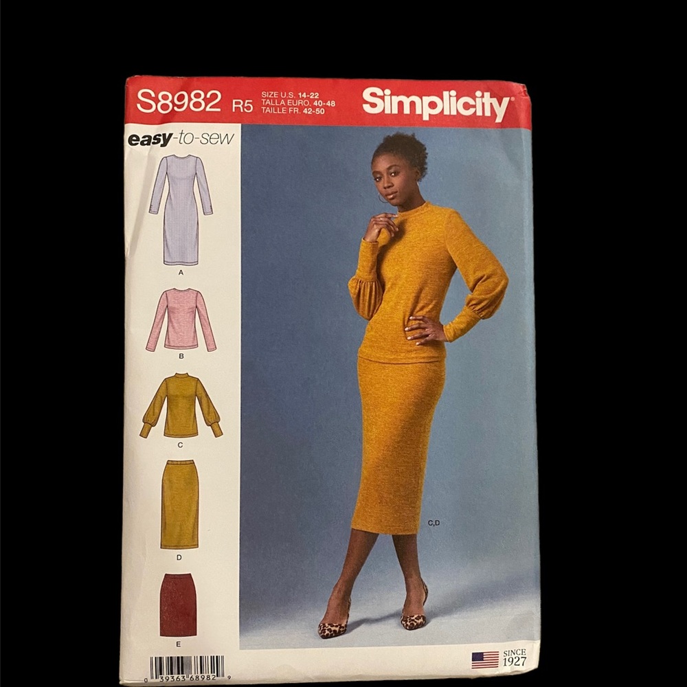 Unused Simplicity S8982 paper pattern